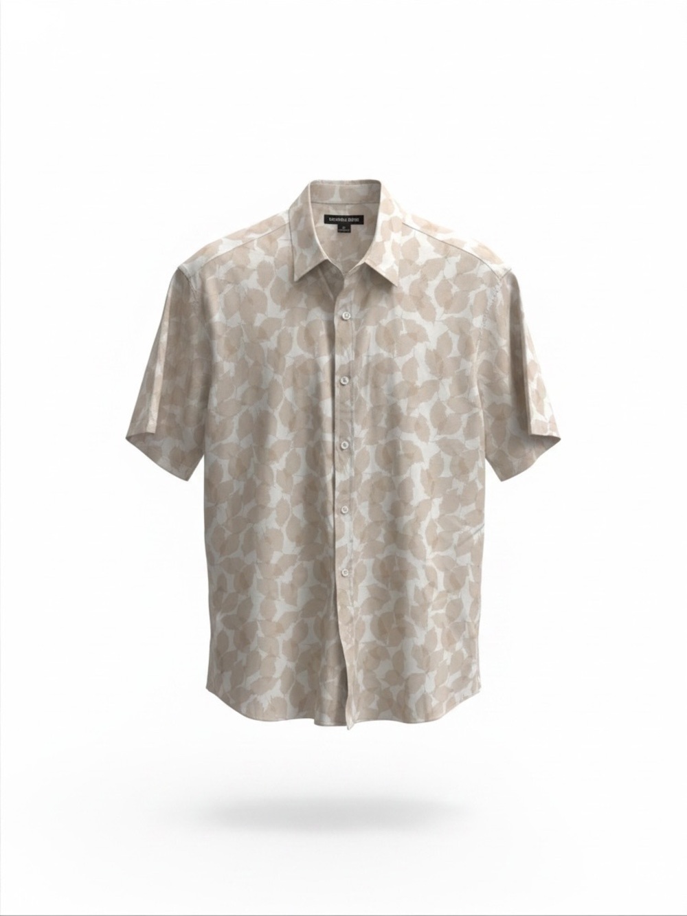Michael Kors Beige/Cream Floral Short-Sleeve Button-Down Shirt Size XL